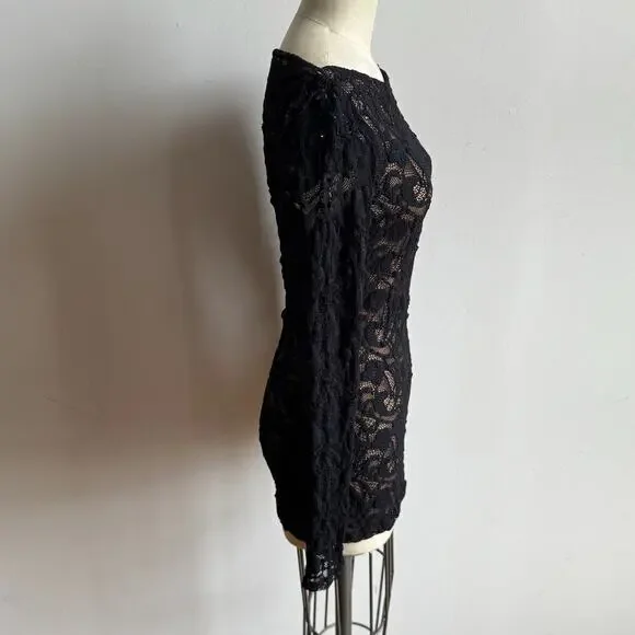 ANNE FONTAINE Castille Stretch Black Lace Top - Picture 3 of 11